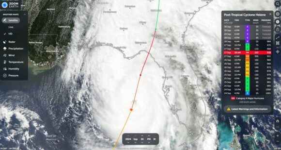 Hurricane Helene impacts Florida with high death toll September 25 to September 27 2024.