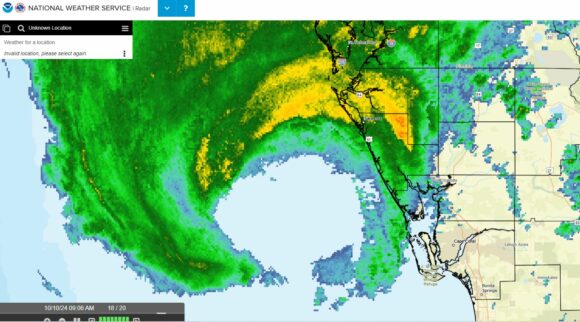 Hurricane Milton makes landfall at Siesta Key Sarasota Florida 9 October 2024