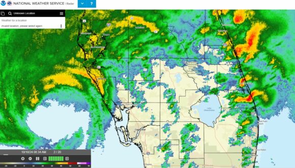 Hurricane Milton makes landfall at Siesta Key Sarasota Florida 9 October 2024