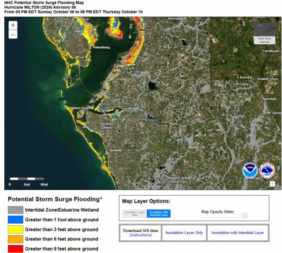 Hurricane Milton Florida 6 to 9 October 2024