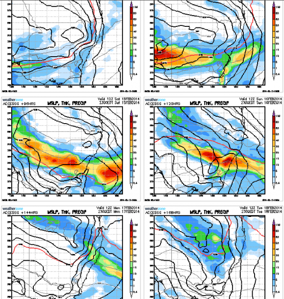 Rain and storms for eastern NSW 15th to 16th February 2014