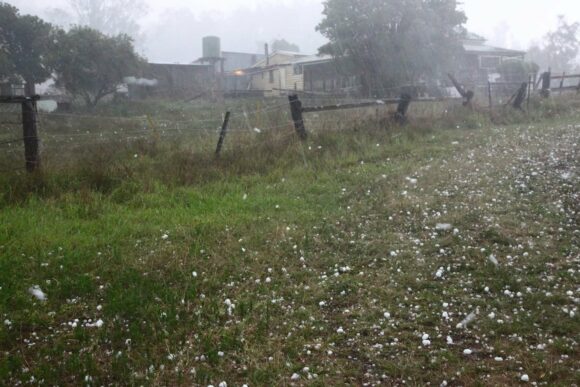 Giant hail falling - almost to the threshold of breaking windscreens