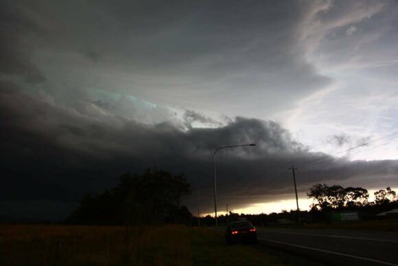 My car staring at a menacing supercell