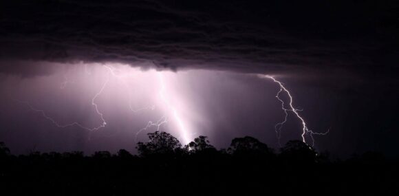 Lightning near Allora, Queensland