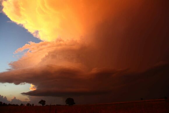 Spectacular storm with sunset