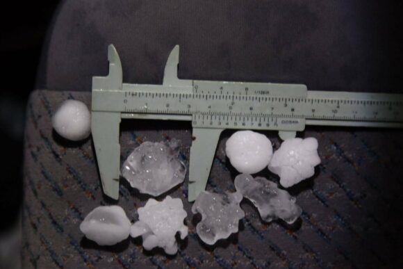 Hailstones at night near Branxton - it was a surprise but shows how cold the air was aloft!