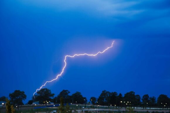 Lightning can travel some distance away from its starting point